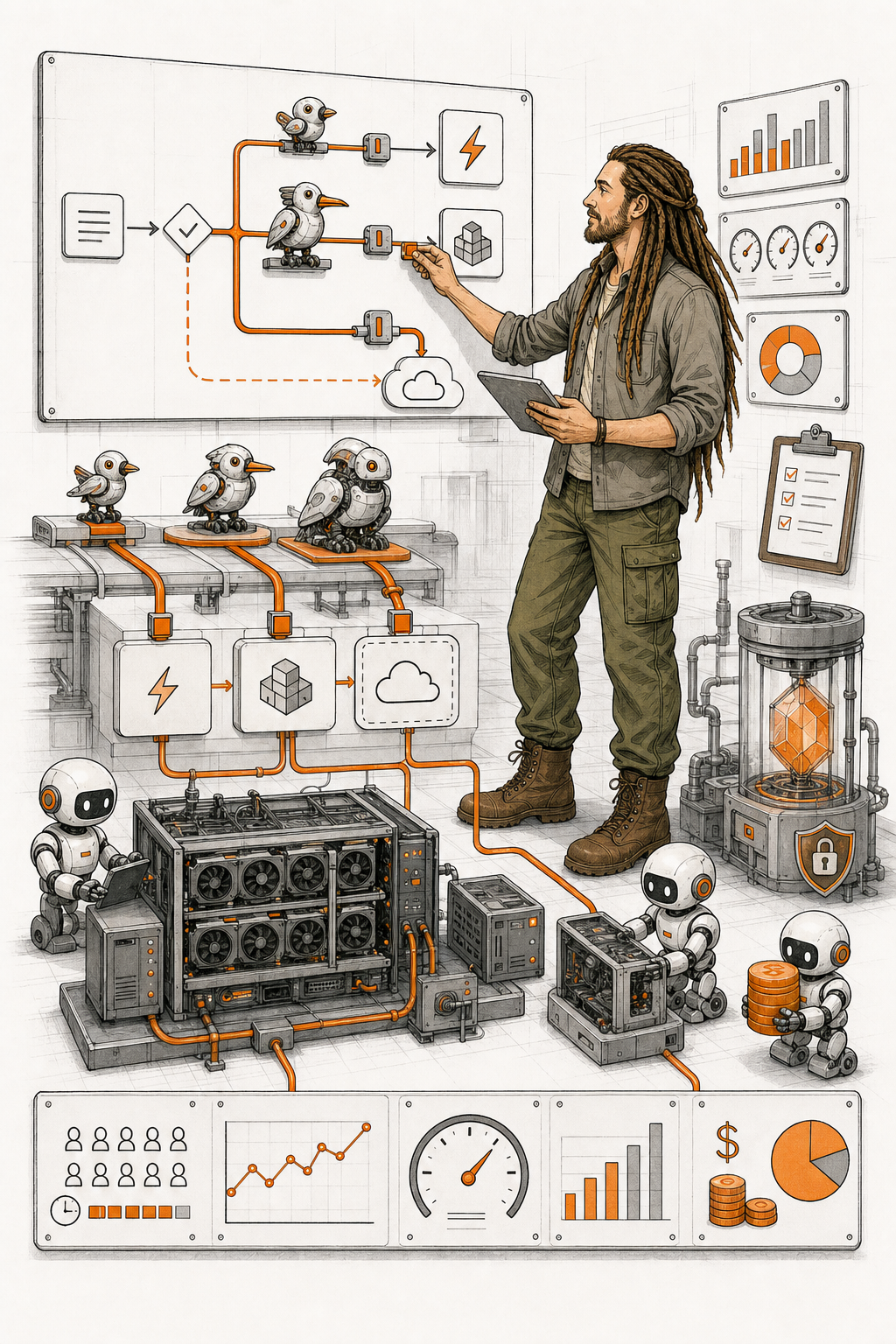Mark routing coding work across local inference machines, model agents and a controlled cloud escalation path